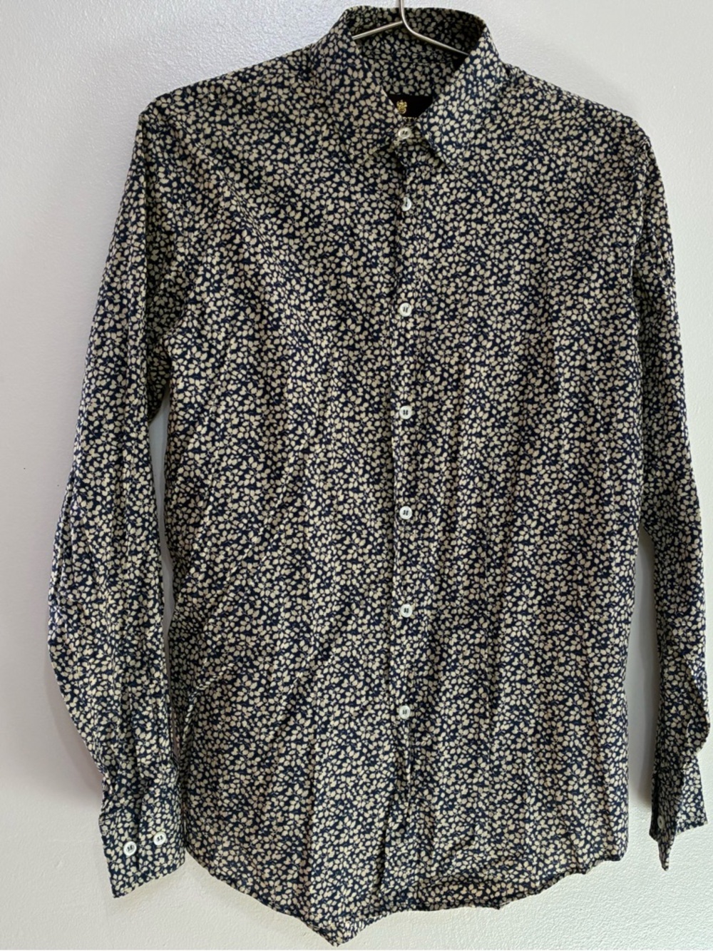 Liberty of London Navy and Cream Tiny Floral Button-Down Shirt